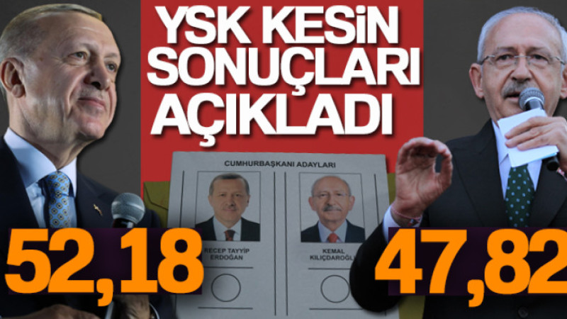 Cumhurbaşkanlığı ikinci tur kesin seçim sonuçları Resmi Gazete'ye gönderildi