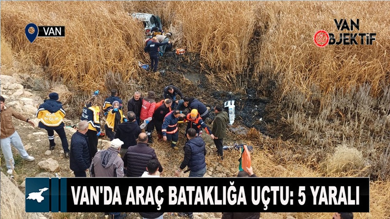 Van'da araç bataklığa uçtu: 5 yaralı