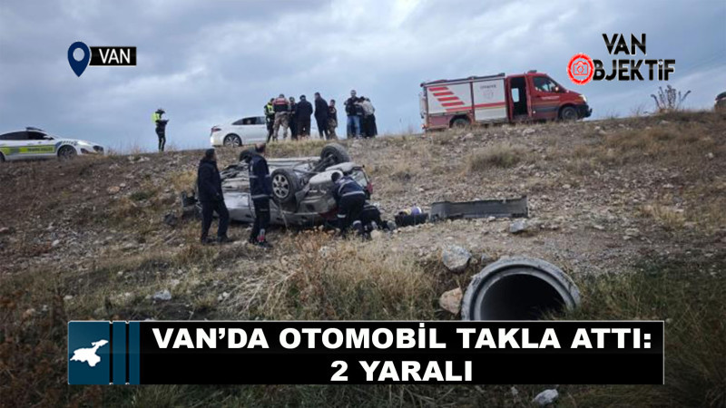 Van'da takla atan otomobildeki 2 kişi yaralandı